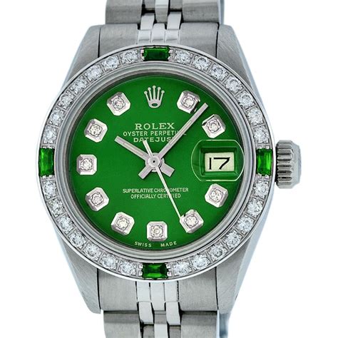 rolex lady datejust green face|rolex datejust price chart.